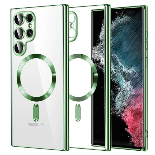 Techsuit - Luxury Crystal MagSafe tok - Samsung Galaxy S22 Ultra 5G - Zöld átlátszó