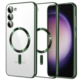   Techsuit - Luxury Crystal MagSafe tok - Samsung Galaxy S23 - Sötétzöld átlátszó