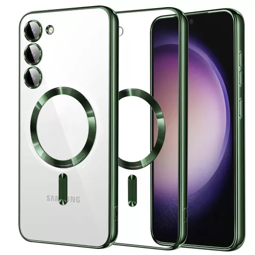 Techsuit - Luxury Crystal MagSafe tok - Samsung Galaxy S23 - Sötétzöld átlátszó