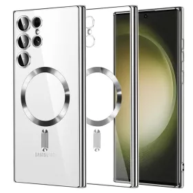   Techsuit - Luxury Crystal MagSafe tok - Samsung Galaxy S23 Ultra - Ezüst átlátszó