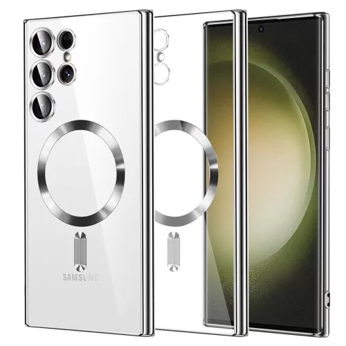 Techsuit - Luxury Crystal MagSafe tok - Samsung Galaxy S23 Ultra - Ezüst átlátszó