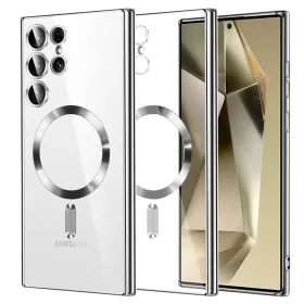   Techsuit - Luxury Crystal MagSafe tok - Samsung Galaxy S24 Ultra - Ezüst átlátszó