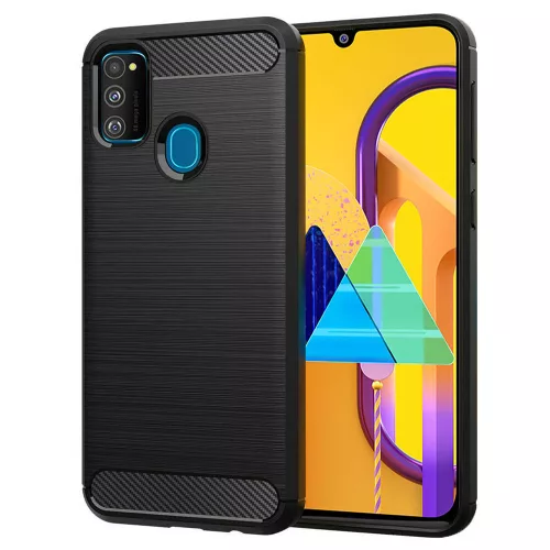 Techsuit - Carbon szilikon tok - Samsung Galaxy M21 / M30S - Fekete