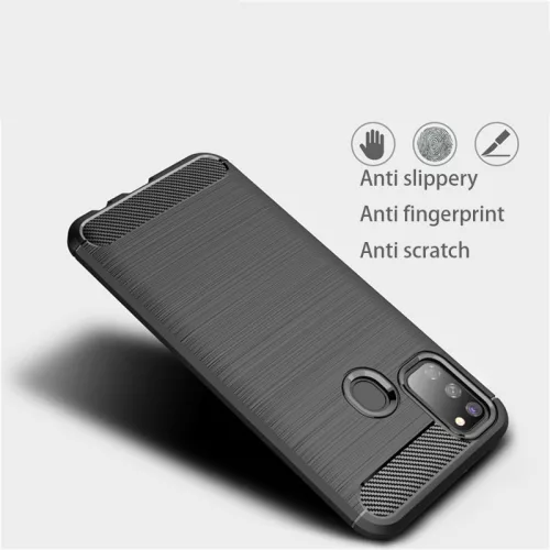 Techsuit - Carbon szilikon tok - Samsung Galaxy M21 / M30S - Fekete