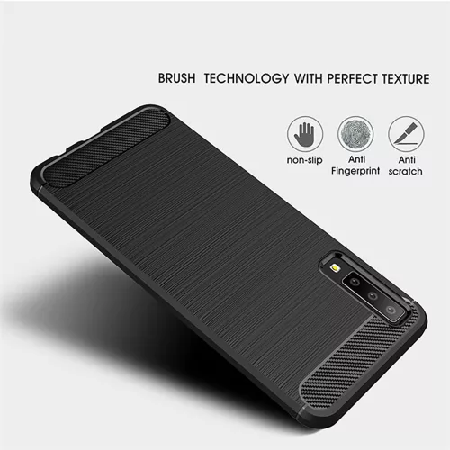 Techsuit - Carbon szilikon tok - Samsung Galaxy A7 2018 - Fekete