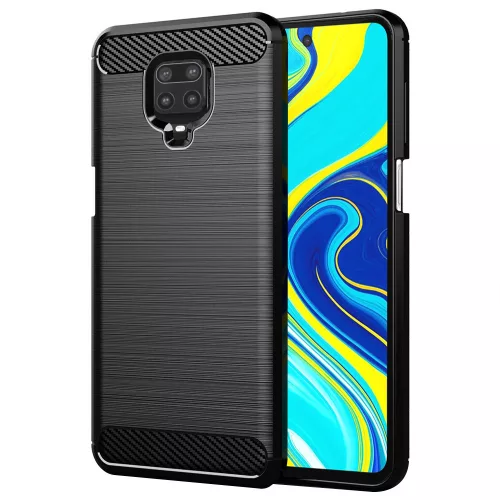 Techsuit - Carbon szilikon tok - Xiaomi Redmi Note 9S / Redmi Note 9 Pro / Note 9 Pro Max - Fekete