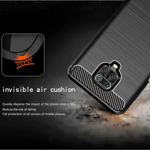 Techsuit - Carbon szilikon tok - Xiaomi Redmi Note 9S / Redmi Note 9 Pro / Note 9 Pro Max - Fekete