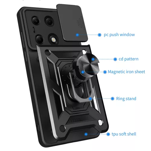 Techsuit - CamShield ütésálló tok - Xiaomi Redmi Note 13 Pro 4G / Poco M6 Pro 4G / Note 14S 4G - Kék