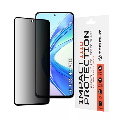 Techsuit - 111D Privacy betekintésgátló üvegfólia - Honor X7b / X7b 5G / 90 SMART - Fekete