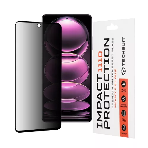 Techsuit - 111D Privacy betekintésgátló üvegfólia - Xiaomi Redmi Note 12 Pro 5G / 12 Pro+ / Poco X5 Pro - Fekete