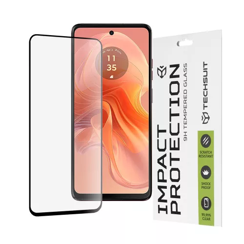 Techsuit - 111D Full Cover / Full Glue üvegfólia - Motorola Moto G04 / G04s / Moto G24 / Moto G24 Power / Moto E14 - Fekete széllel