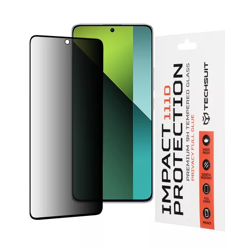 Techsuit - 111D Privacy betekintésgátló üvegfólia - Xiaomi Redmi Note 13 Pro 5G / Poco X6 - Fekete