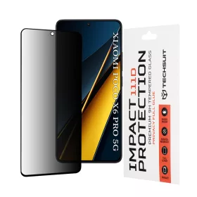   Techsuit - 111D Privacy betekintésgátló üvegfólia - Xiaomi Poco X6 Pro - Fekete