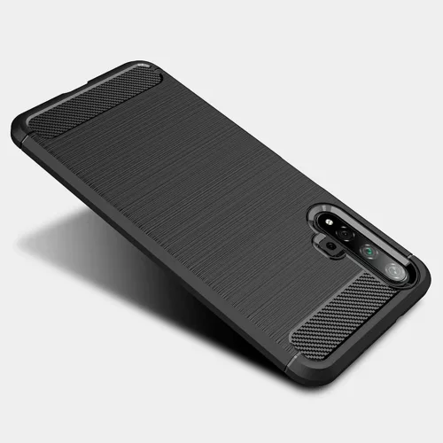 Techsuit - Carbon szilikon tok - Huawei nova 5T / Honor 20 - Fekete