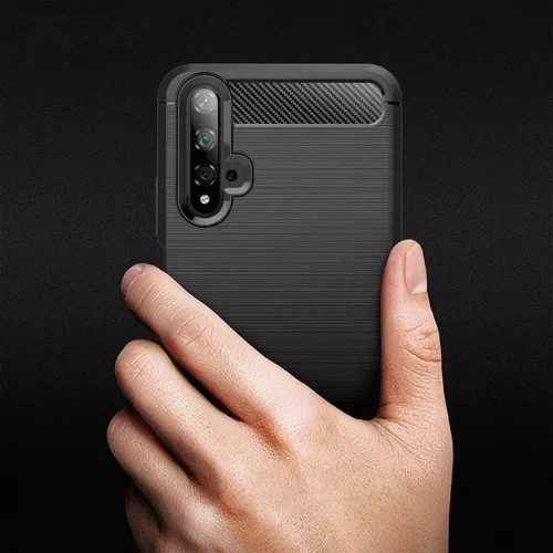 Techsuit - Carbon szilikon tok - Huawei nova 5T / Honor 20 - Fekete