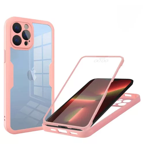 Techsuit - ColorVerse 360 tok kijelzővédővel - iPhone 13 Pro - Rózsaszín