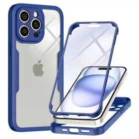   Techsuit - ColorVerse 360 tok kijelzővédővel - iPhone 15 Pro - Kék