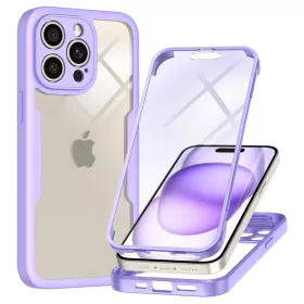   Techsuit - ColorVerse 360 tok kijelzővédővel - iPhone 15 Pro Max - Lila