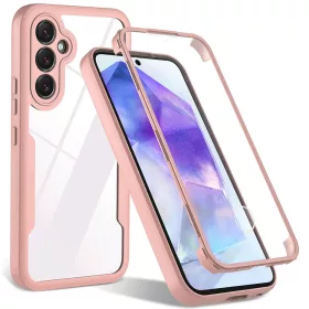   Techsuit - ColorVerse 360 tok kijelzővédővel - Samsung Galaxy S24 Plus - Rózsaszín