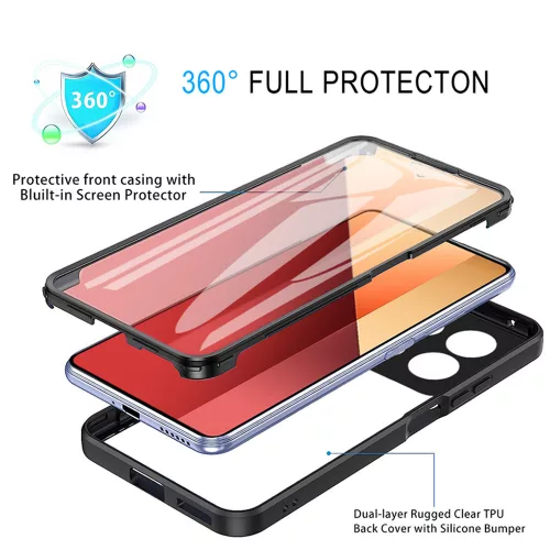 Techsuit - ColorVerse 360 tok kijelzővédővel - Xiaomi Redmi Note 13 Pro 4G / Poco M6 Pro 4G - Rózsaszín