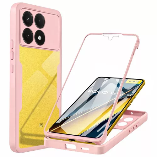 Techsuit - ColorVerse 360 tok kijelzővédővel - Xiaomi Poco X6 Pro - Rózsaszín