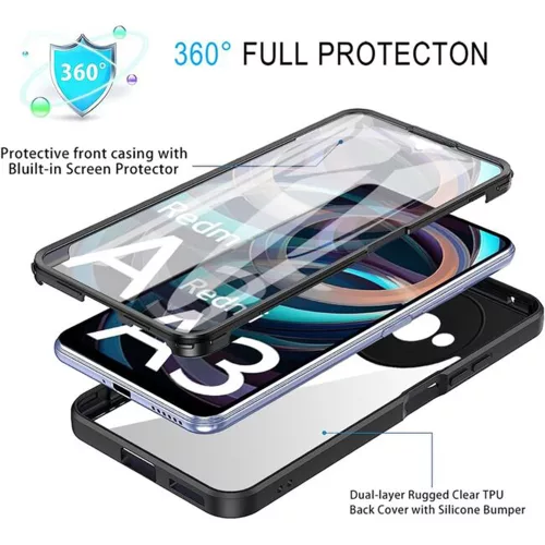 Techsuit - ColorVerse 360 tok kijelzővédővel - Xiaomi Redmi A3 / Redmi A3x - Fekete