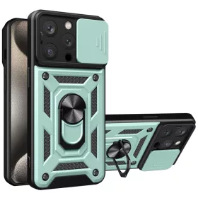   Techsuit - CamShield ütésálló tok - iPhone 15 Pro - Zöld