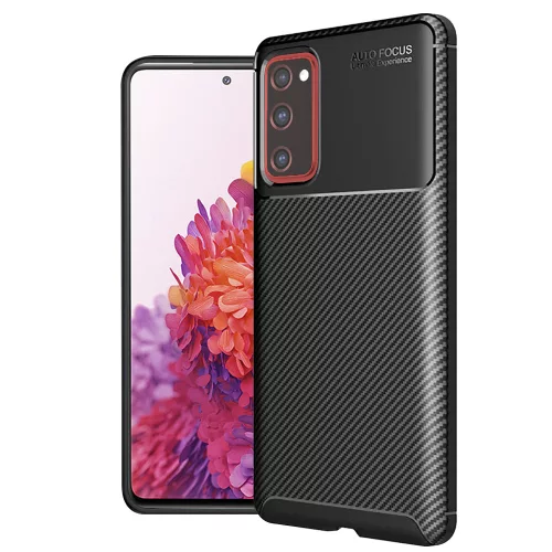 Techsuit - CarbonFiber szilikon tok - Samsung Galaxy S20 FE / S20 FE 5G - Fekete