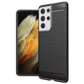   Techsuit - CarbonFiber szilikon tok - Samsung Galaxy S21 Ultra 5G - Fekete