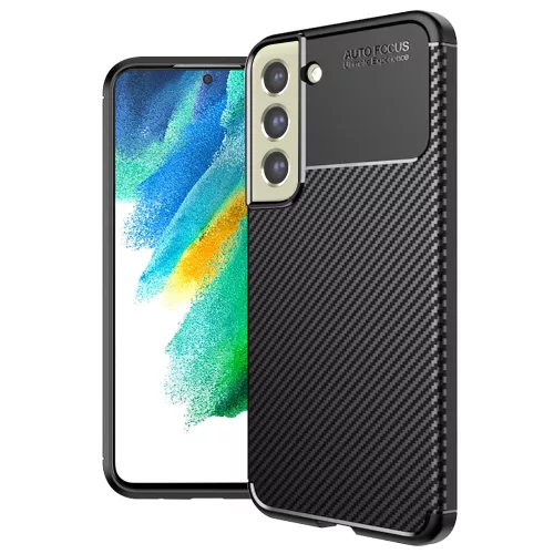 Techsuit - CarbonFiber szilikon tok - Samsung Galaxy S21 FE 5G - Fekete