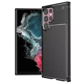   Techsuit - CarbonFiber szilikon tok - Samsung Galaxy S22 Ultra 5G - Fekete