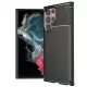 Techsuit - CarbonFiber szilikon tok - Samsung Galaxy S22 Ultra 5G - Fekete