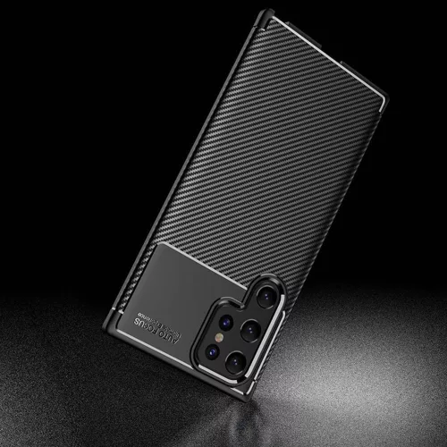 Techsuit - CarbonFiber szilikon tok - Samsung Galaxy S22 Ultra 5G - Fekete