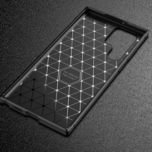 Techsuit - CarbonFiber szilikon tok - Samsung Galaxy S22 Ultra 5G - Fekete