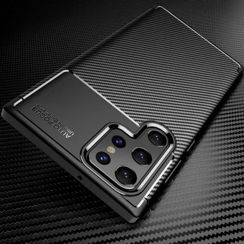Techsuit - CarbonFiber szilikon tok - Samsung Galaxy S22 Ultra 5G - Fekete