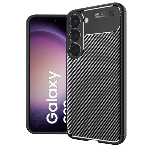 Techsuit - CarbonFiber szilikon tok - Samsung Galaxy S23 - Fekete
