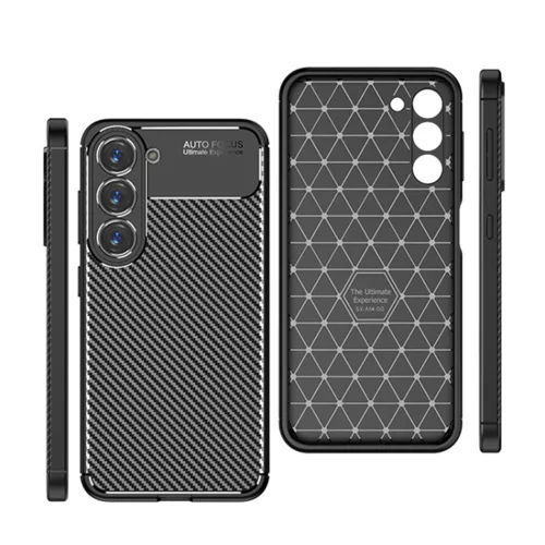 Techsuit - CarbonFiber szilikon tok - Samsung Galaxy S23 - Fekete