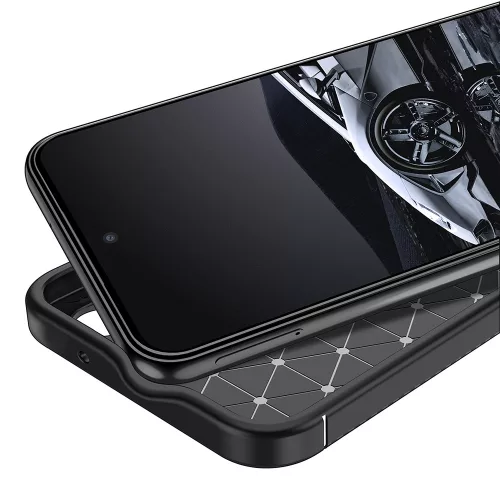 Techsuit - CarbonFiber szilikon tok - Samsung Galaxy S23 - Fekete