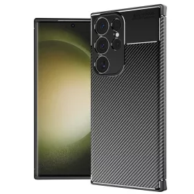   Techsuit - CarbonFiber szilikon tok - Samsung Galaxy S23 Ultra - Fekete