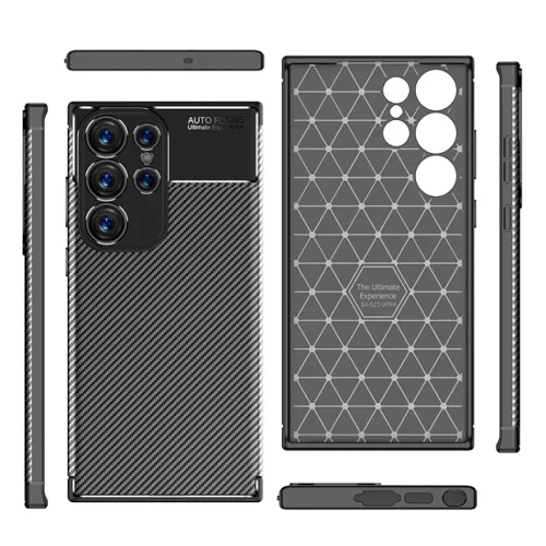 Techsuit - CarbonFiber szilikon tok - Samsung Galaxy S23 Ultra - Fekete