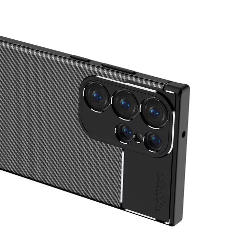 Techsuit - CarbonFiber szilikon tok - Samsung Galaxy S23 Ultra - Fekete