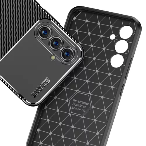 Techsuit - CarbonFiber szilikon tok - Samsung Galaxy A54 - Fekete