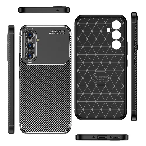 Techsuit - CarbonFiber szilikon tok - Samsung Galaxy A54 - Fekete