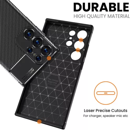 Techsuit - CarbonFiber szilikon tok - Samsung Galaxy S24 Ultra - Fekete