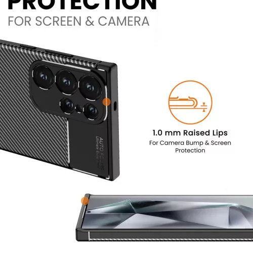 Techsuit - CarbonFiber szilikon tok - Samsung Galaxy S24 Ultra - Fekete