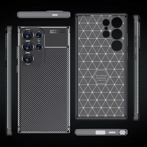 Techsuit - CarbonFiber szilikon tok - Samsung Galaxy S24 Ultra - Fekete