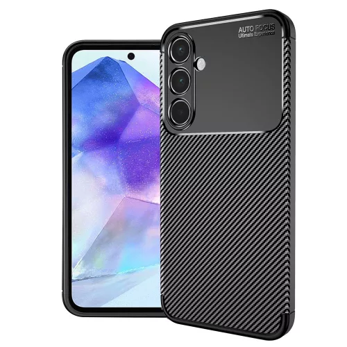 Techsuit - CarbonFiber szilikon tok - Samsung Galaxy A55 5G - Fekete