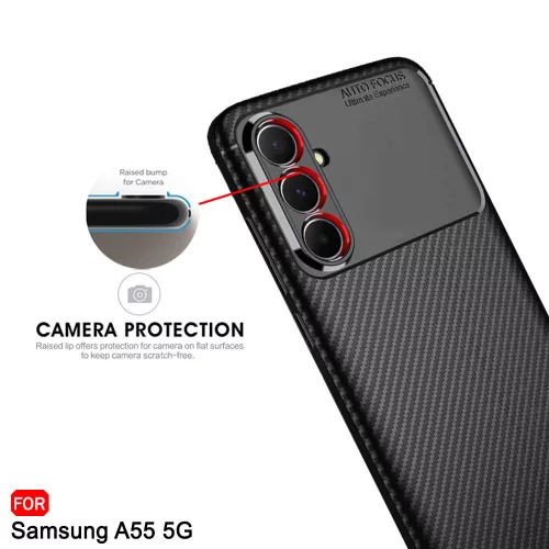 Techsuit - CarbonFiber szilikon tok - Samsung Galaxy A55 5G - Fekete
