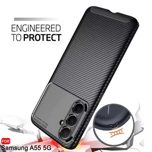 Techsuit - CarbonFiber szilikon tok - Samsung Galaxy A55 5G - Fekete