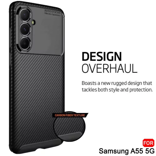 Techsuit - CarbonFiber szilikon tok - Samsung Galaxy A55 5G - Fekete